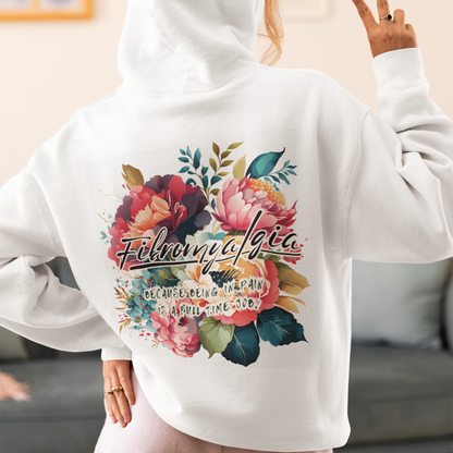 Fibromyalgia Awareness Hoodie  Floral Design for Chronic Pain Warriors