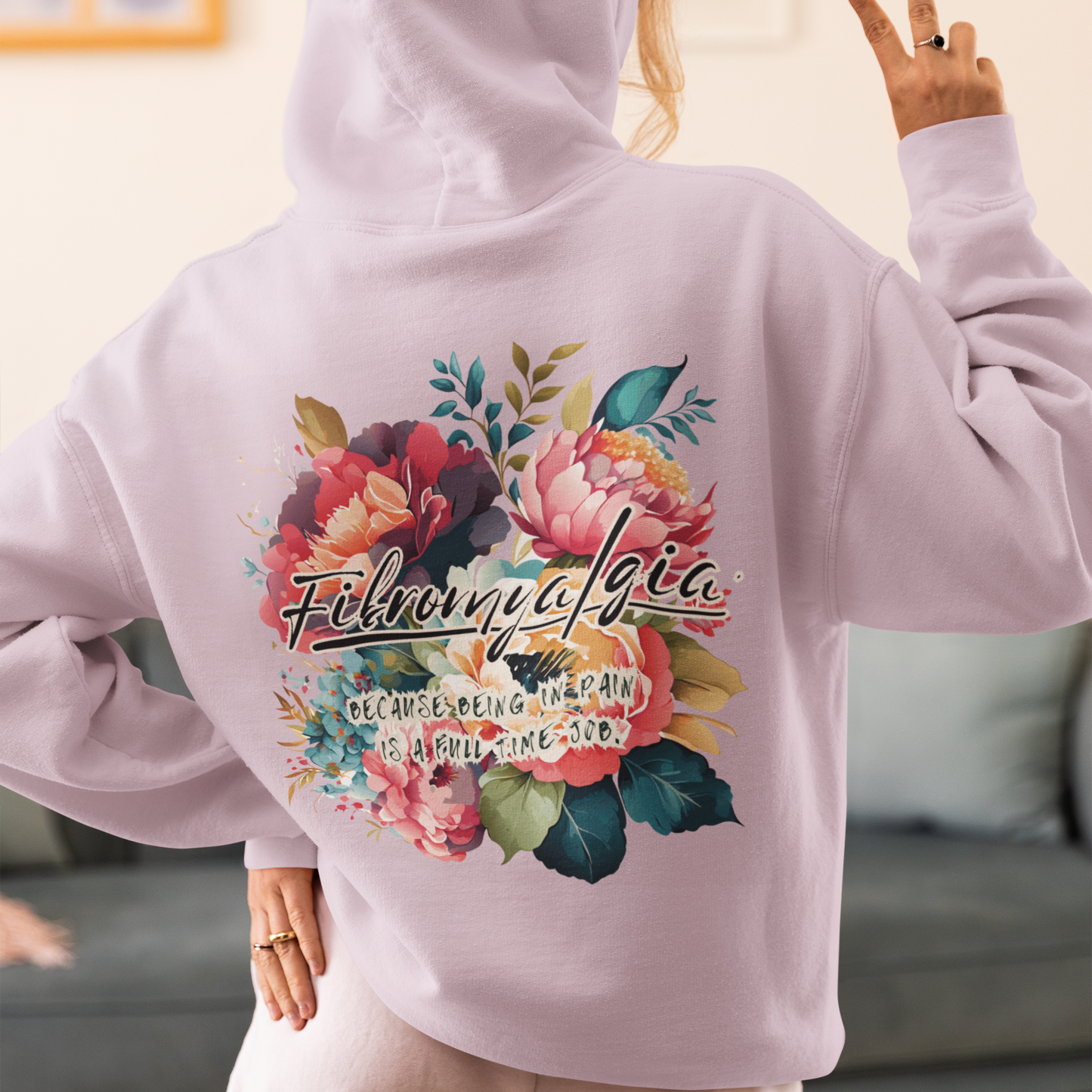 Fibromyalgia Awareness Hoodie  Floral Design for Chronic Pain Warriors