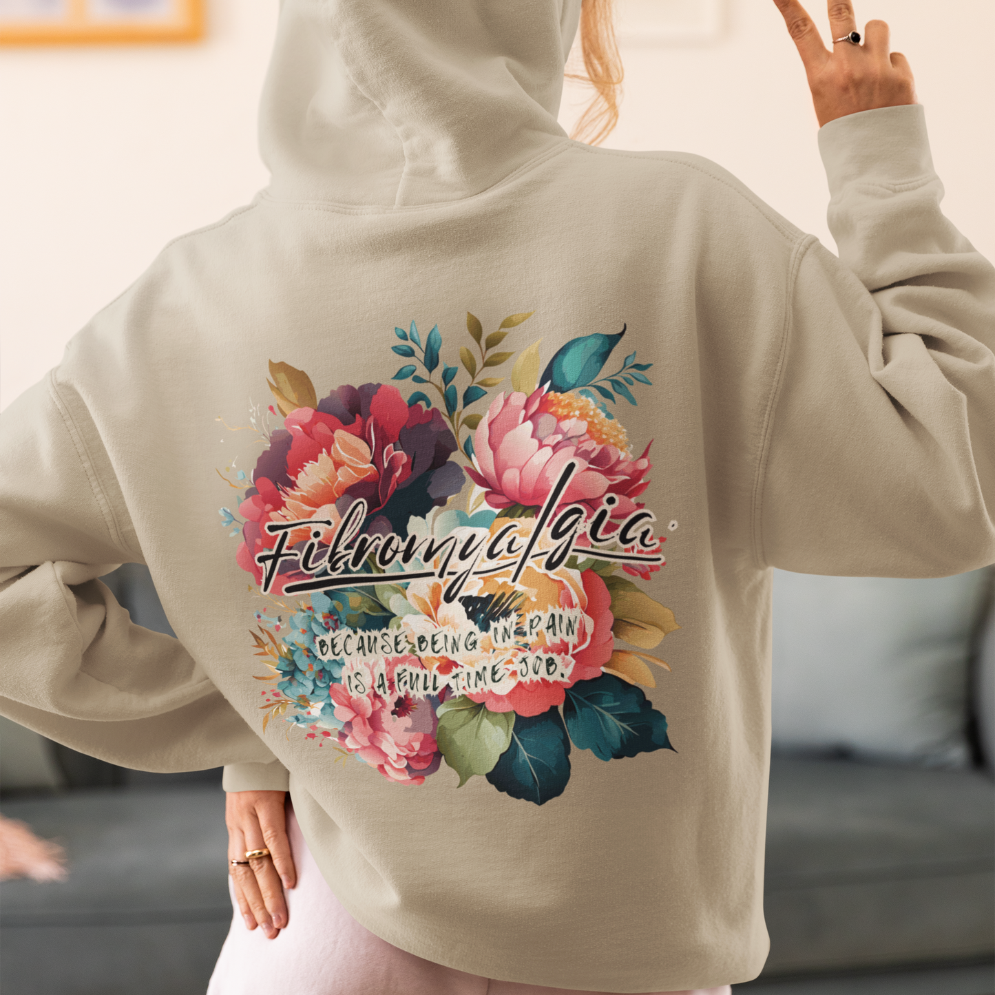 Fibromyalgia Awareness Hoodie  Floral Design for Chronic Pain Warriors