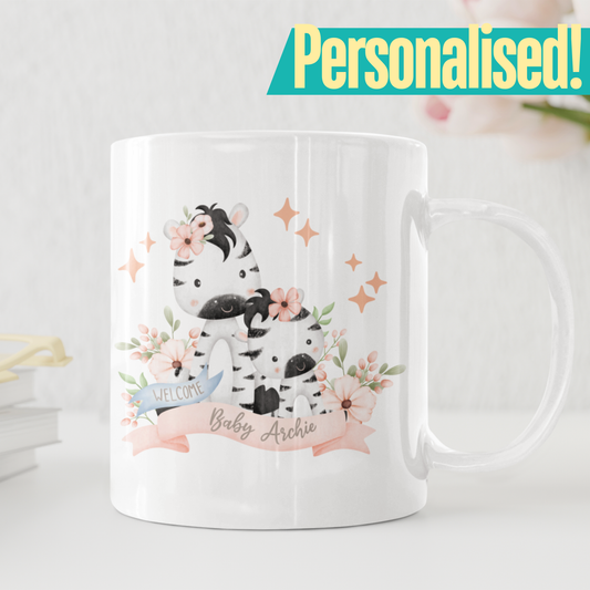 Custom Baby Name Zebra Mug