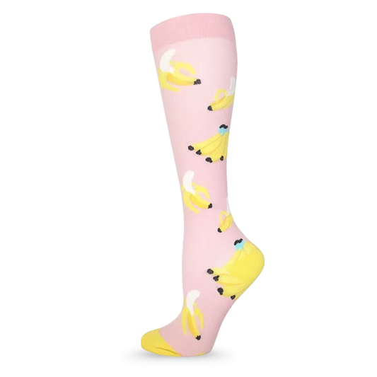 Cute Fun Pink Banana Compression Socks