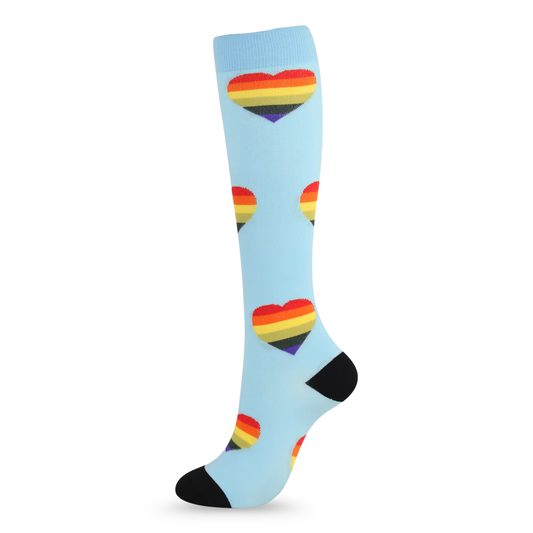 Rainbow Hearts Fun Compression Socks
