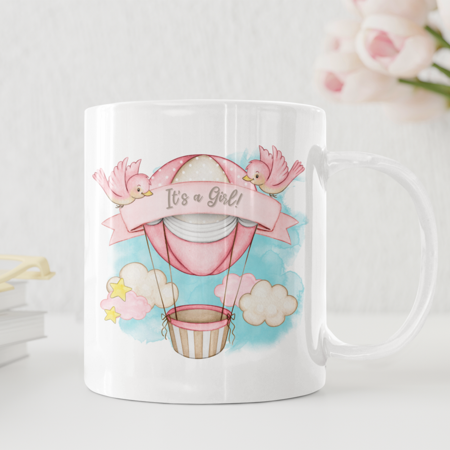 It's A Girl! New Baby Hot Air Balloon Mug