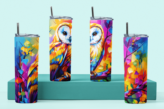 Rainbow  Owl Six | Rainbow Pastures Multicolour Animals |  Anti Slip Thermal Tumbler