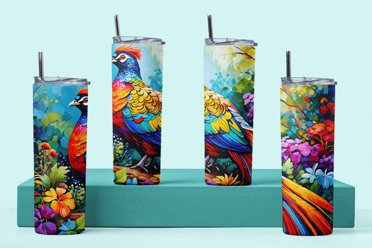 Rainbow  Pheasant One | Rainbow Pastures Multicolour Animals |  Anti Slip Thermal Tumbler