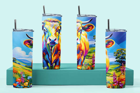 Rainbow Dairy Cow Six | Rainbow Pastures Multicolour Animals |  Anti Slip Thermal Tumbler