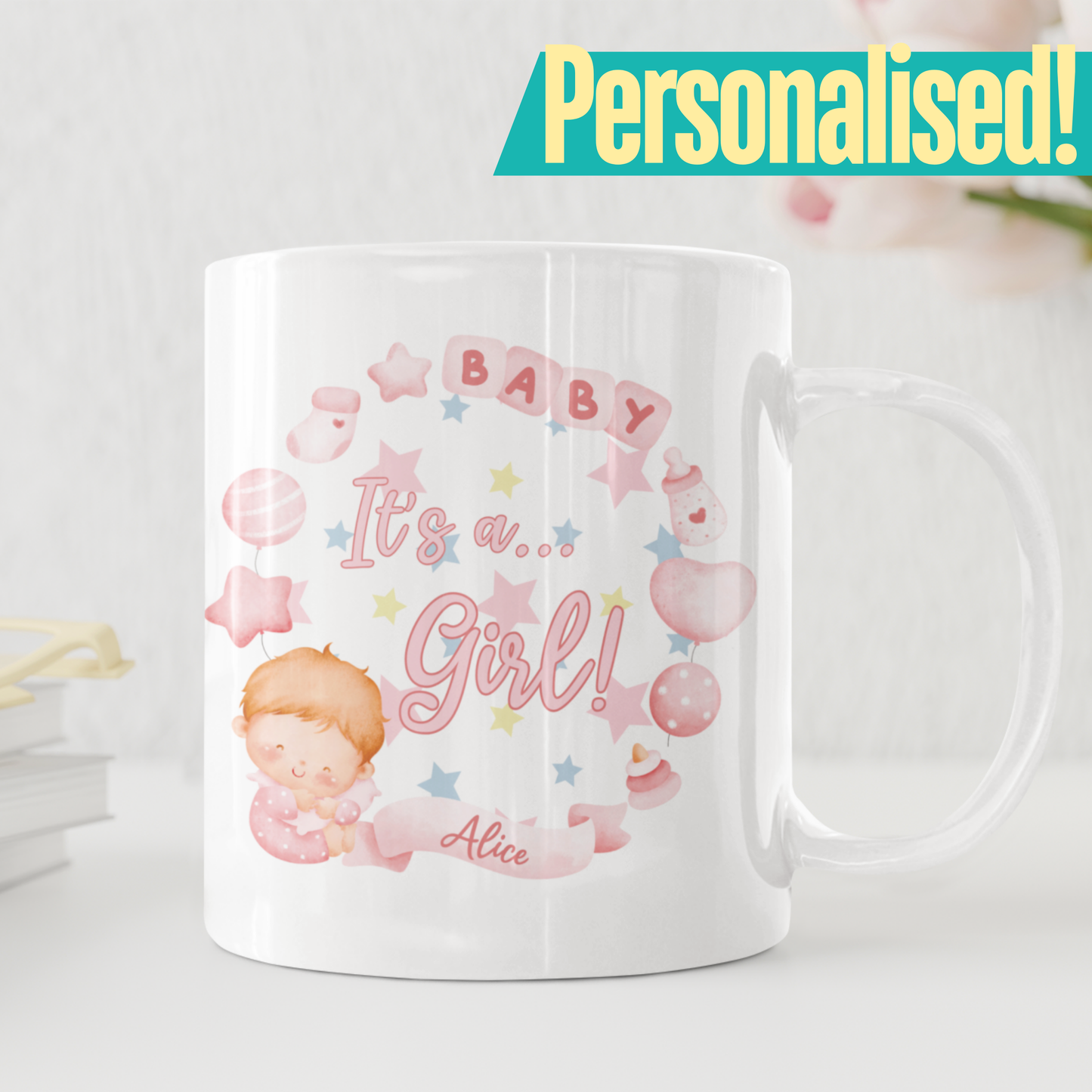 Custom It's A Girl New Baby Mug