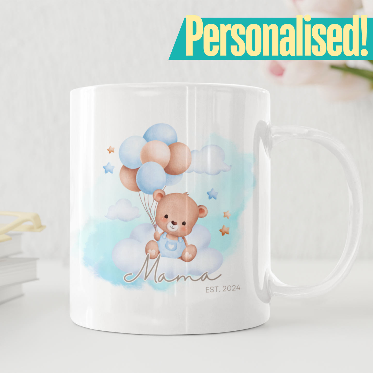 Custom New Baby Teddy Bear Mug