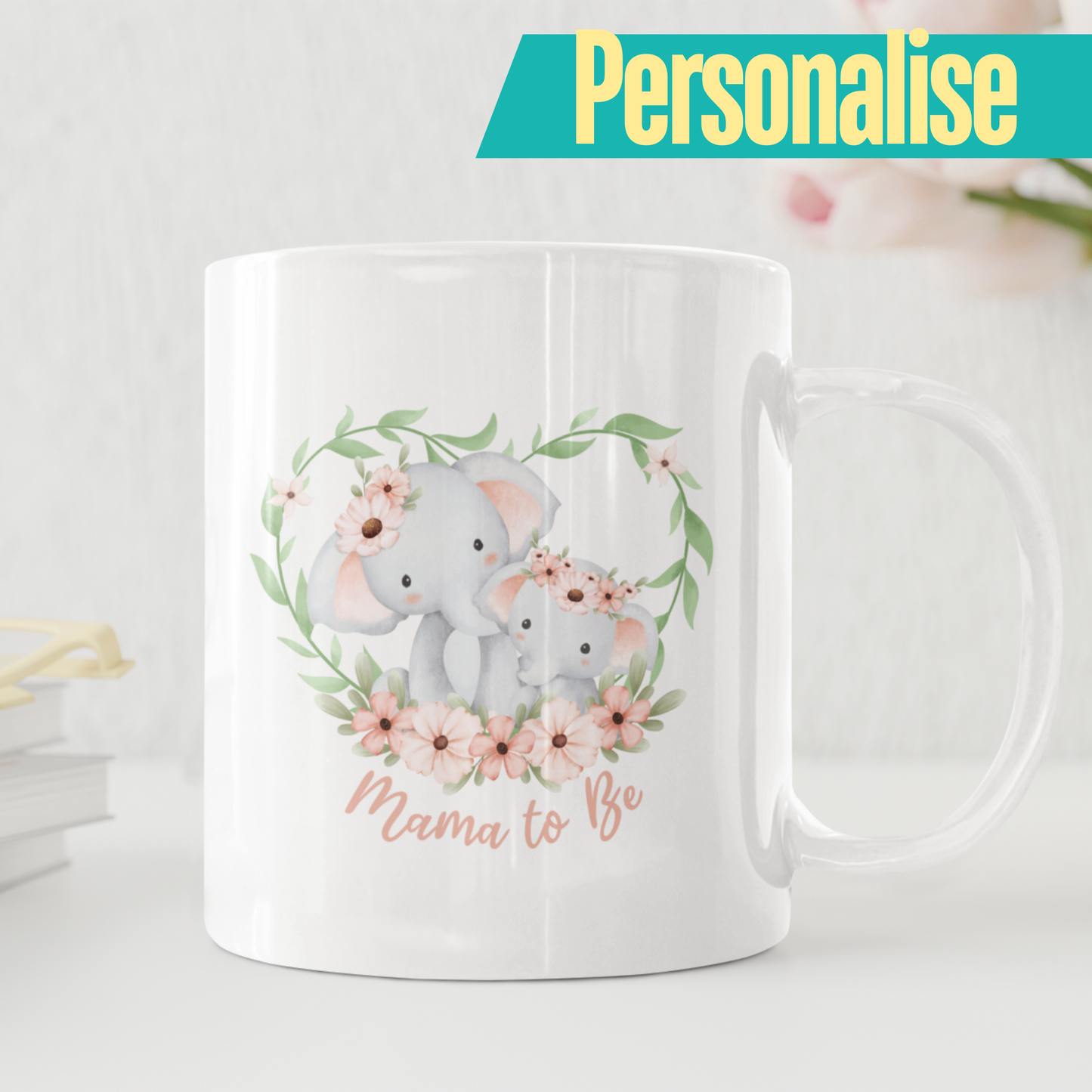 Custom Text New Baby Elephant Mug