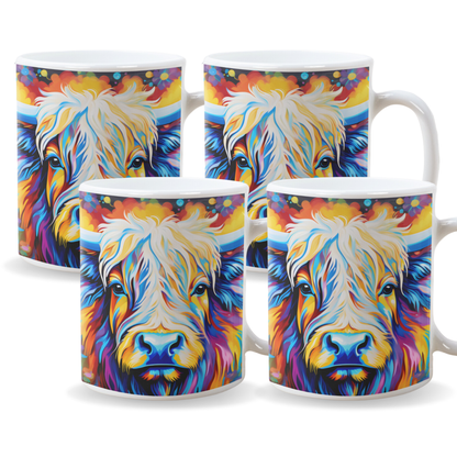Neon Highland Cow – Colour Burst Mug - (Design 6)
