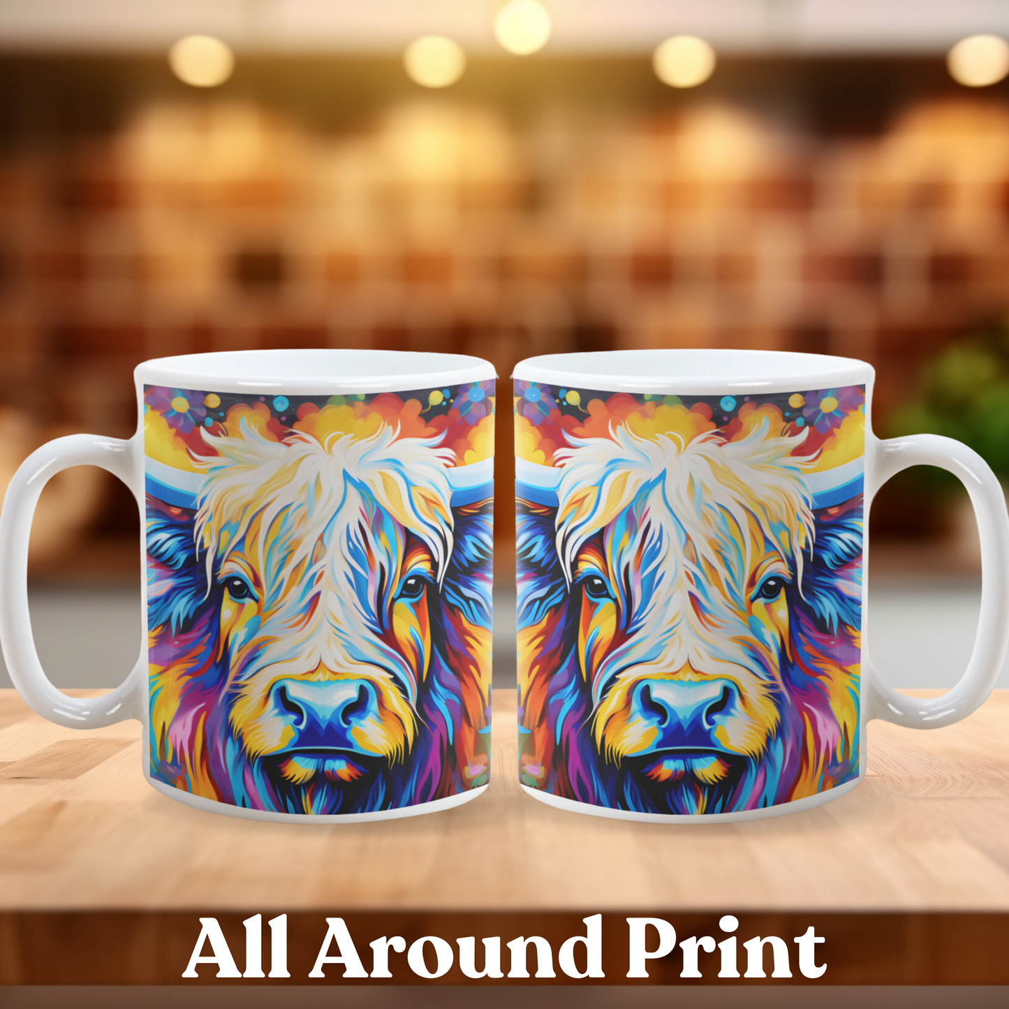 Neon Highland Cow – Colour Burst Mug - (Design 6)