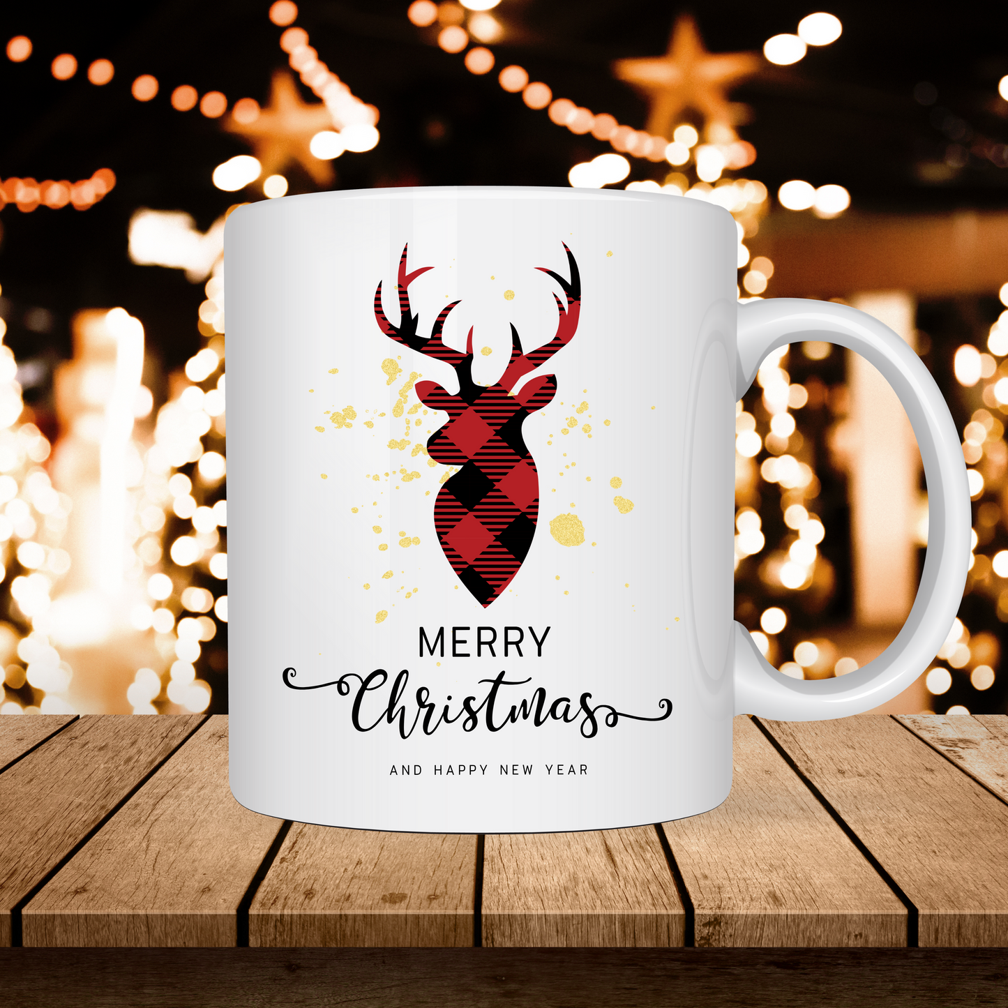 Tartan Stag Christmas Mug